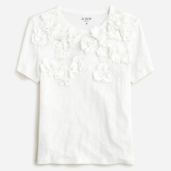 J. Crew White Floral Embellished Women's Top - Picture 1 of 3